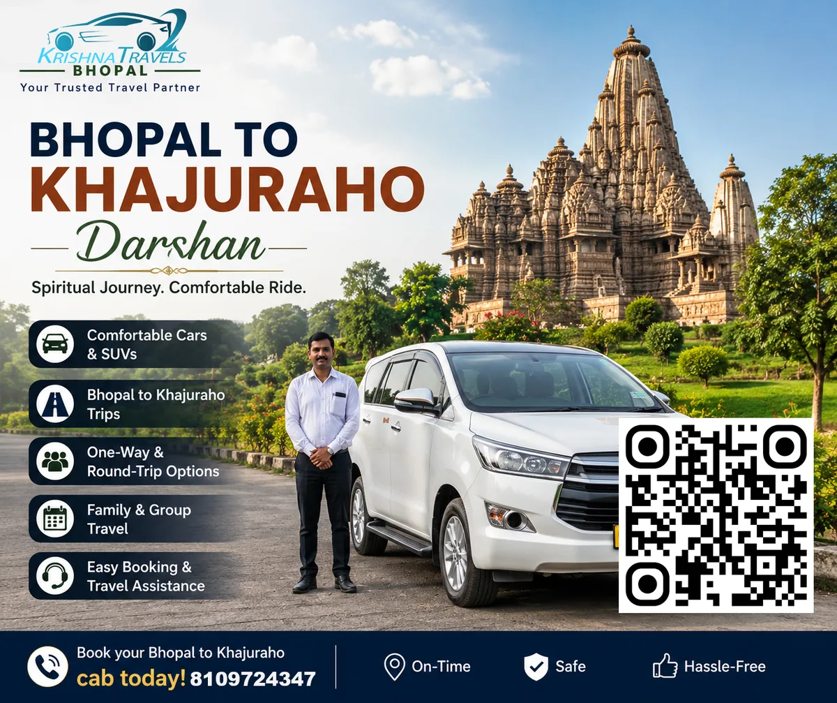 Bhopal to Khajuraho taxi service by Krishna Travels