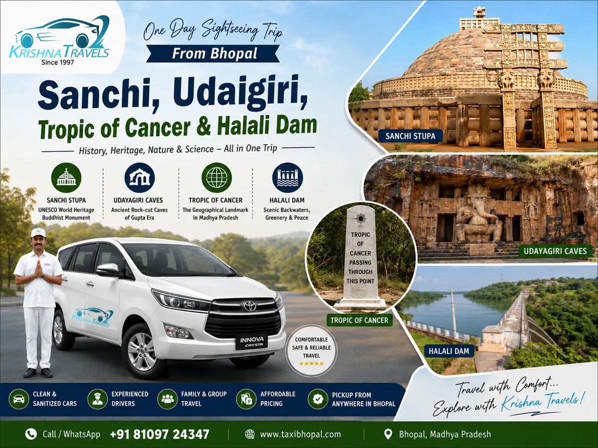 Bhopal to Sanchi Taxi Service taxi service by Krishna Travels